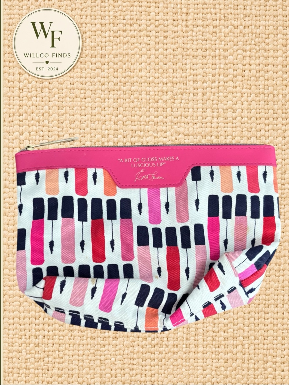Estée Lauder x Kendra Dandy Makeup Bag Lip Gloss Print Pink Cosmetic Pouch